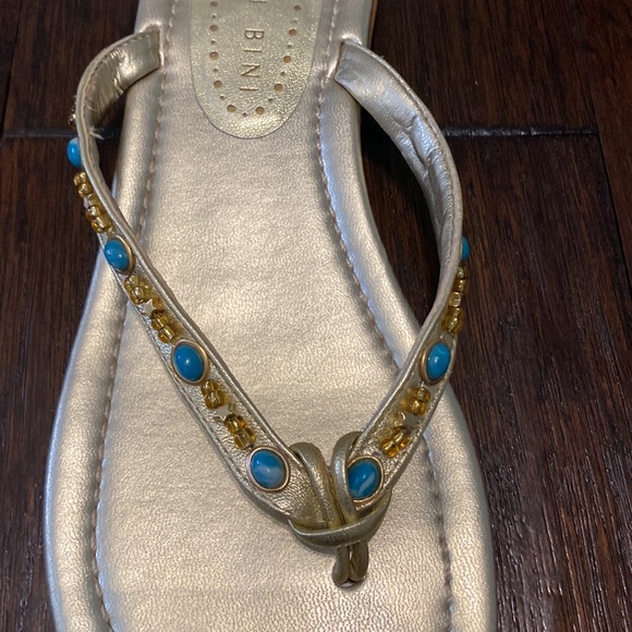 Gianni Bini Gold Flip Flop Sandals - Picture 4 of 6